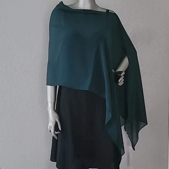 Eileen Fisher Pine Sheer Silk Georgette Wrap One Size - Picture 3 of 7